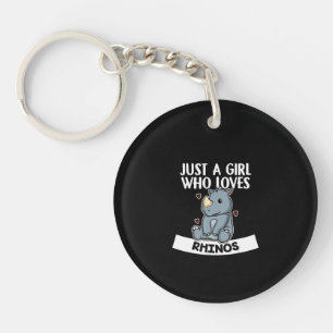 Just A Girl Who Loves Rhinos Cute Rhinoceros Key Ring