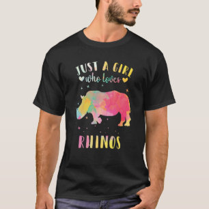 Just A Girl Who Loves Rhinos Watercolor Rhino Wome T-Shirt