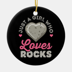 Just a Girl Who Loves Rocks Geology Rock Collector Ceramic Ornament