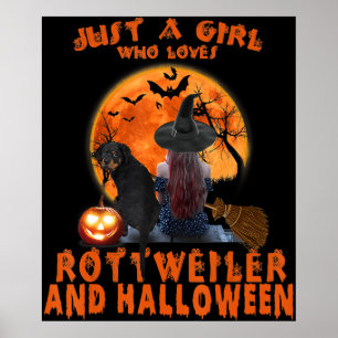 Just A Girl Who Loves Rottweiler Dog And Halloween Poster