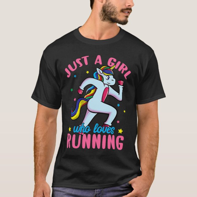 Just a Girl Who Loves Running Unicorn Female Track T-Shirt (Front)