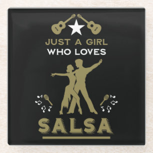 Just A Girl Who Loves Salsa Dance Glass Coaster