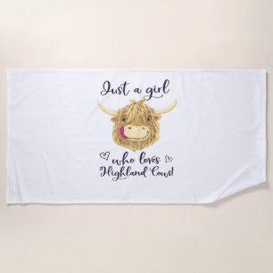 Just A Girl Who Loves Scottish Highland Cows Class Beach Towel