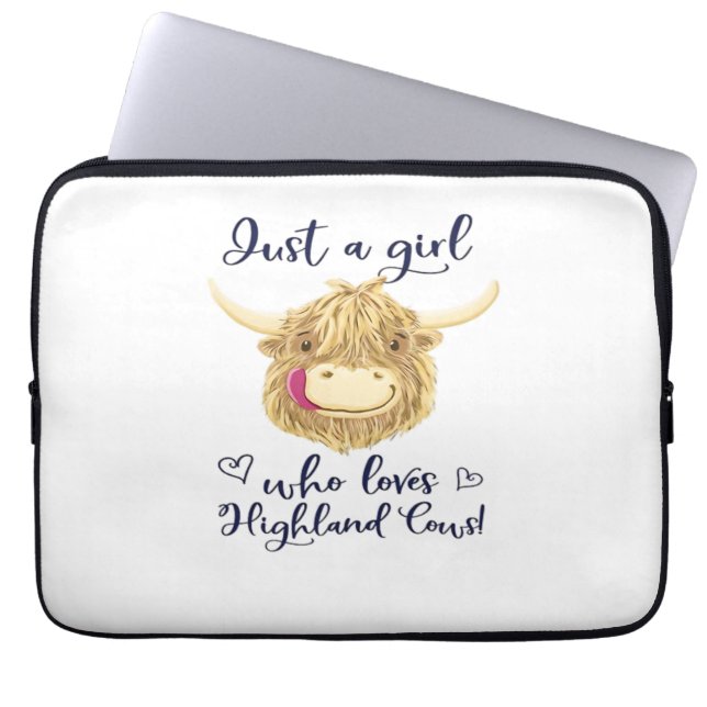 Just A Girl Who Loves Scottish Highland Cows Class Laptop Sleeve (Front)