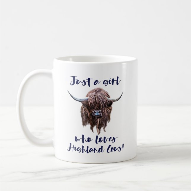 Just A Girl Who Loves Scottish Highland Cows Coffee Mug (Left)