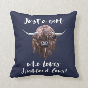 Just A Girl Who Loves Scottish Highland Cows Cushion
