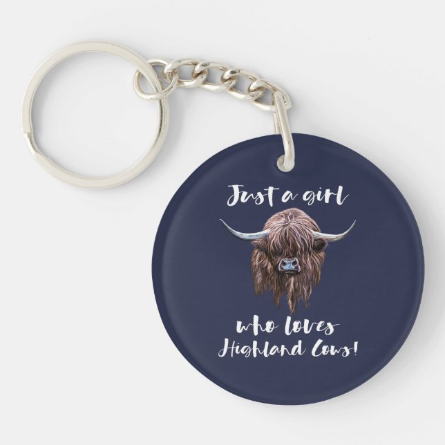 Just A Girl Who Loves Scottish Highland Cows Key Ring (Front)
