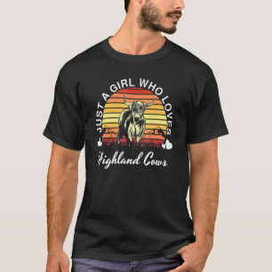 Just A Girl Who Loves Scottish Highland Cows Retro T-Shirt