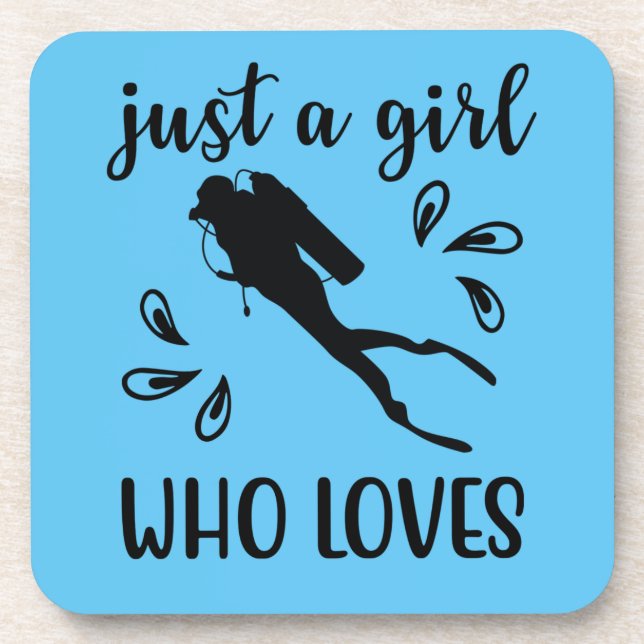 Just a Girl Who Loves Scuba Diving Diver Graphic Coaster (Front)