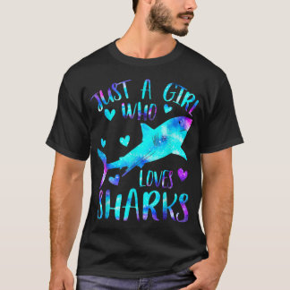Just a Girl Who Loves Sharks Galaxy Shark Lover Th T-Shirt