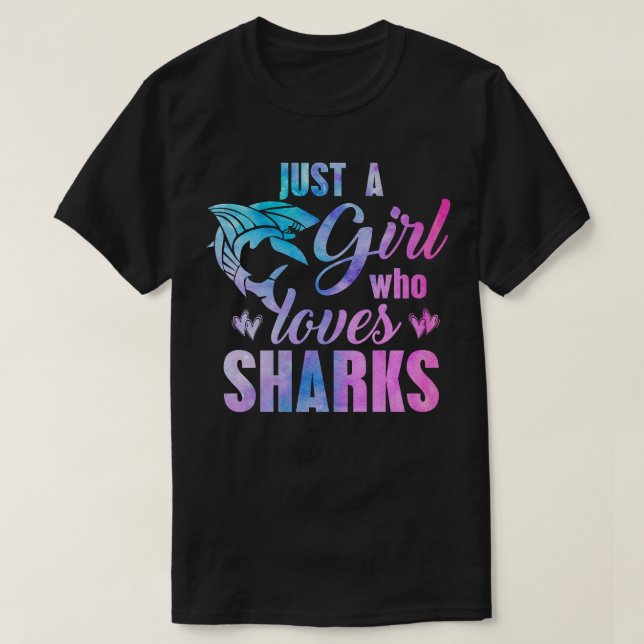 JUST A GIRL WHO LOVES SHARKS Women Mum Kids Waterc T-Shirt (Design Front)