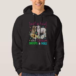 Just A Girl Who Loves Sheeps And Dogs Floral Farme Hoodie