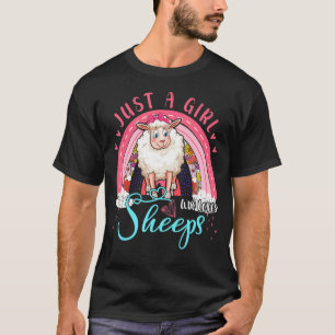 Just A Girl Who Loves Sheeps Cute Sheep Rainbow Fl T-Shirt