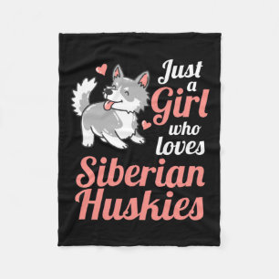 Just A Girl Who Loves Siberian Husky Fleece Blanket