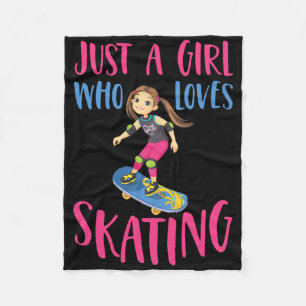 Just A Girl Who Loves Skating Funny Skateboard Gir Fleece Blanket