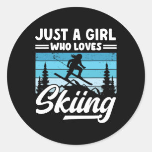 Just A Girl Who Loves Skiing Fun Winter Sports Ski Classic Round Sticker