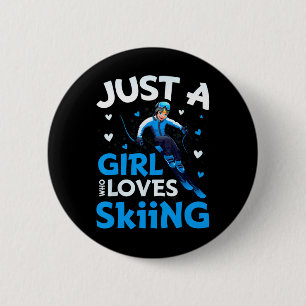 Just A Girl Who Loves Skiing Funny Ski Winter Spor 6 Cm Round Badge