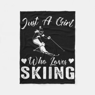 Just A Girl Who Loves Skiing Funny Ski Winter Spor Fleece Blanket