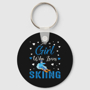 Just A Girl Who Loves Skiing Funny Ski Winter Spor Key Ring