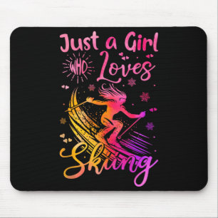 Just A Girl Who Loves Skiing Funny Ski Winter Spor Mouse Pad