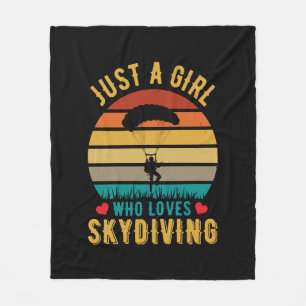 just a girl who loves skydiving fleece blanket