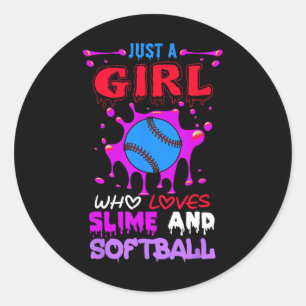 Just A Girl Who Loves Slime And Softll Kids Girls Classic Round Sticker