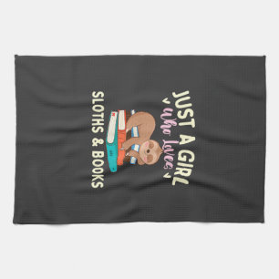 Just A Girl Who Loves Sloths & Books - Bookworm Re Tea Towel