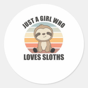 Just A Girl Who Loves Sloth's Cute Animals Vintage Classic Round Sticker