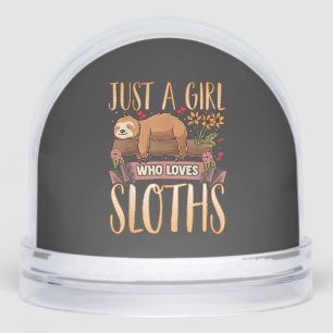 Just A Girl Who Loves Sloths Cute Sloth T-Shirt Snowglobe