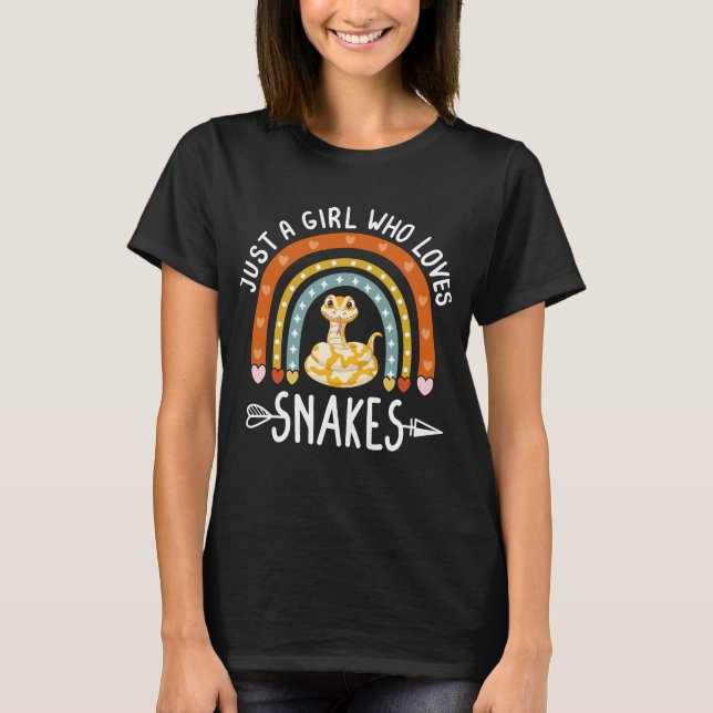 Just A Girl Who Loves Snakes Rainbow Snake Lover T-Shirt (Front)