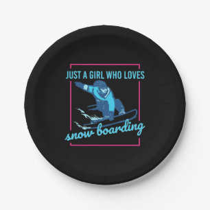 Just A Girl Who Loves Snowboarding Paper Plate