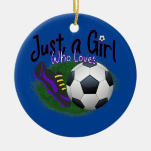 Just a Girl Who Loves Soccer Ball Cleats Design Ceramic Ornament