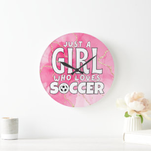 just a girl who loves soccer  large clock