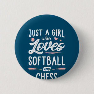 just a girl who loves softball and chess gift 6 cm round badge