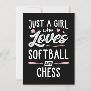 Just A Girl Who Loves Softball And Chess Gift Invitation