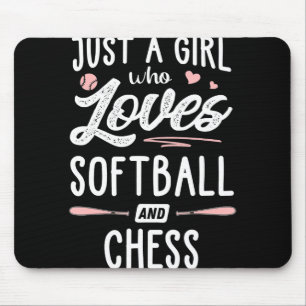 Just A Girl Who Loves Softball And Chess Gift Mouse Pad