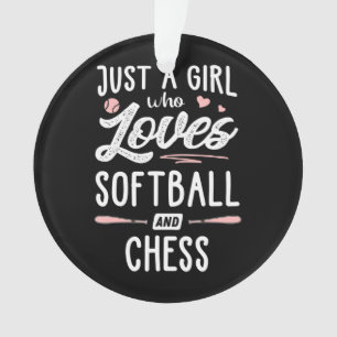 Just A Girl Who Loves Softball And Chess Gift Ornament