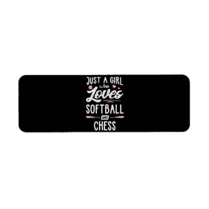 Just A Girl Who Loves Softball And Chess Gift Return Address Label