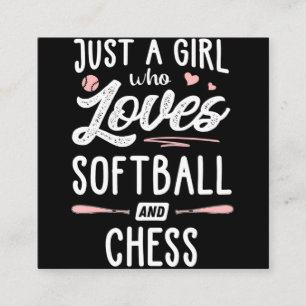 Just A Girl Who Loves Softball And Chess Gift Square Business Card