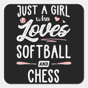 just a girl who loves softball and chess gift square sticker