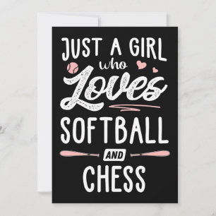 just a girl who loves softball and chess gift thank you card