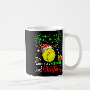 Just A Girl Who Loves Softball And Christmas Santa Coffee Mug
