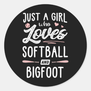 Just A Girl Who Loves Softll And Bigfoot Gift Wome Classic Round Sticker