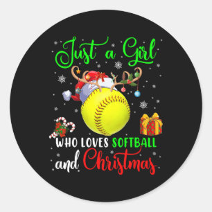 Just A Girl Who Loves Softll And Christmas Santa R Classic Round Sticker