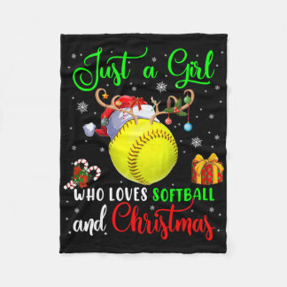 Just A Girl Who Loves Softll And Christmas Santa R Fleece Blanket