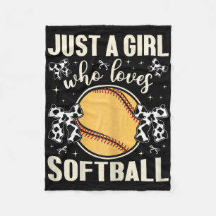 Just A Girl Who Loves Softll Cow Print Kids Girls Fleece Blanket