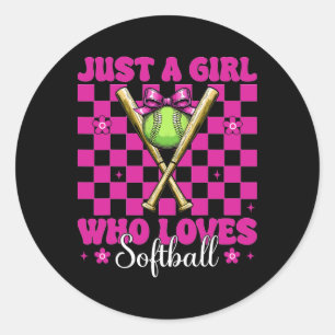 Just A Girl Who Loves Softll Girl Coquette Bow  Classic Round Sticker