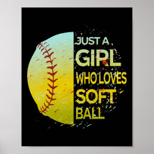 Just A Girl Who Loves Softll - Grunge Split Design Poster