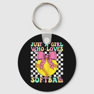 Just A Girl Who Loves Softll Retro Softll Girl _1  Key Ring