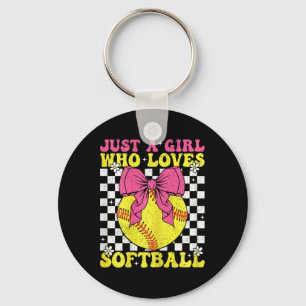 Just A Girl Who Loves Softll Retro Softll Girl _2 Key Ring